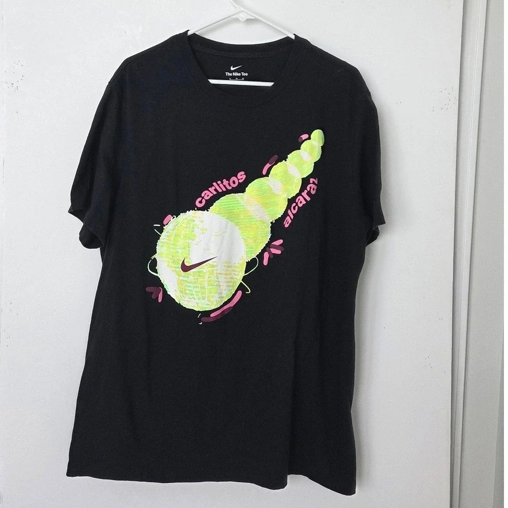 NWOT-Nike Carlos Alcaraz Tennis Graphic T-Shirt Mens XL Black Short Sleeve